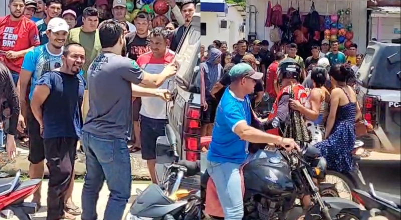 Homem agride policial após esfaquear pai em Tonantins