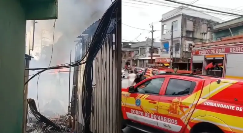 Incêndio no São Jorge destrói casas e dificulta acesso a bombeiros