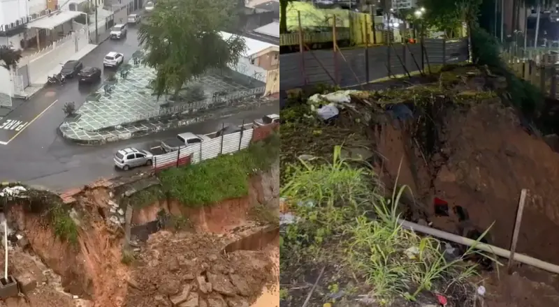 Cratera em terreno da Faculdade Santa Teresa gera preocupação na comunidade