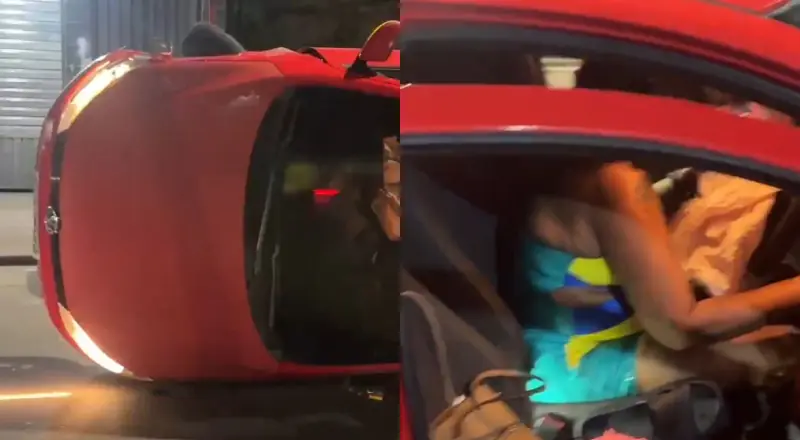 Mulher se estressa com empate do Brasil e capota carro na pista