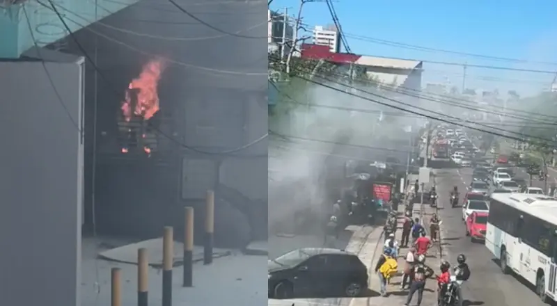 Incêndio em estrutura elétrica gera caos e fechamento na Djalma Batista