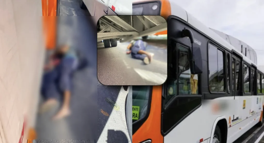 ESMAGADO: Acidente de ônibus no terminal Ouro Verde deixa ferido