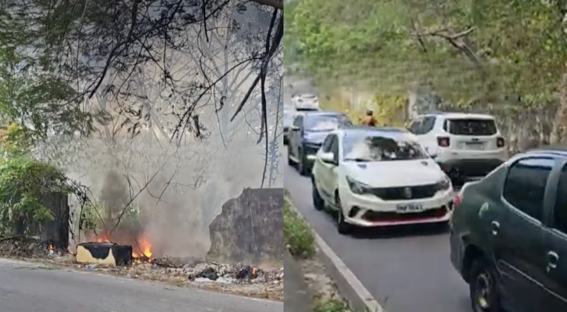 Incêndio de grandes proporções atinge Parque 10 e causa medo