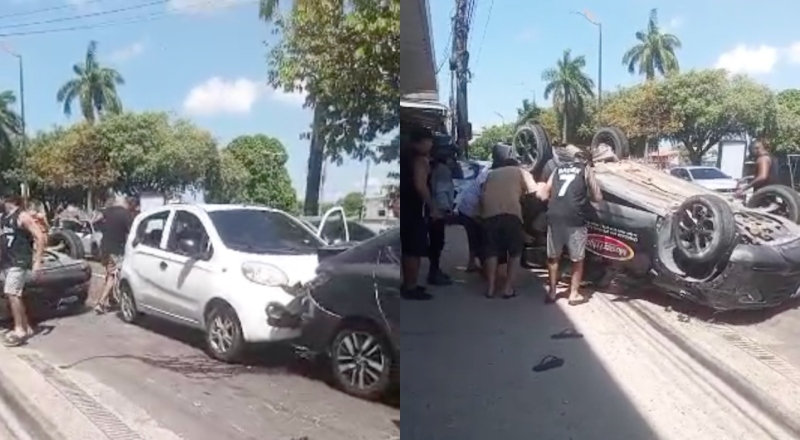 Acidente de trânsito envolvendo 3 carros no Japiim gera caos