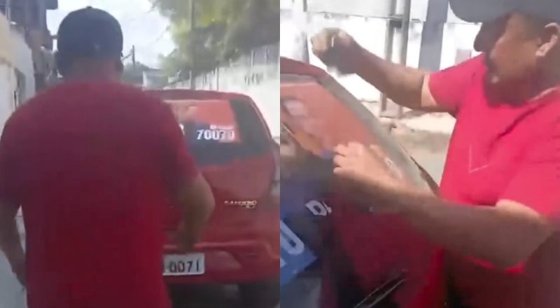 Descontrolado, homem arranca adesivo de David Almeida em carro eleitoral