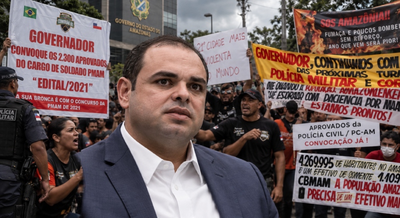 Chega de enrolação: aprovados da Segurança Pública protestam por convocações em Manaus