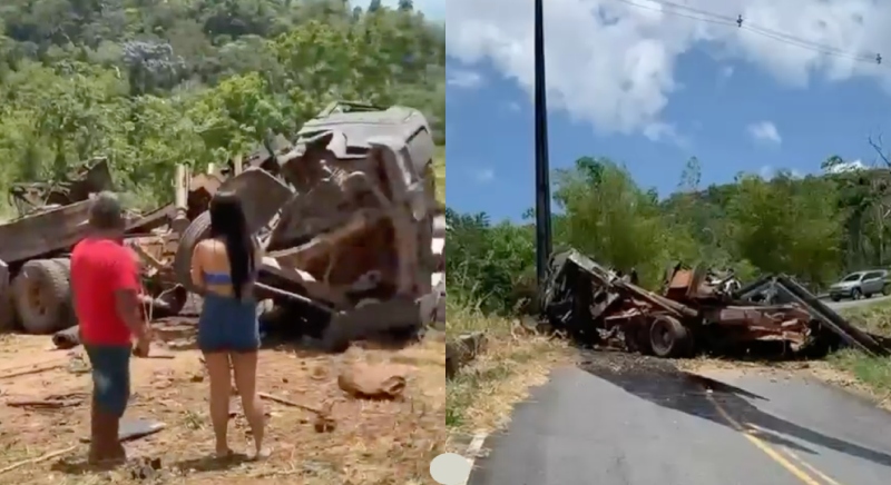 Caminhão desgovernado perde controle e deixa duas pessoas mortas
